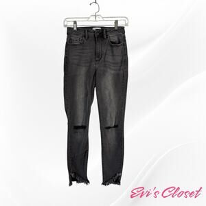 Cello Jeans Straight Leg Distressed Washed Out Ripped Women’s Juniors Black S 1